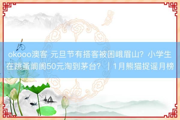 okooo澳客 元旦节有搭客被困峨眉山？小学生在跳蚤阛阓50元淘到茅台？｜1月熊猫捉谣月榜