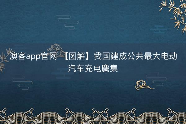 澳客app官网 【图解】我国建成公共最大电动汽车充电麇集