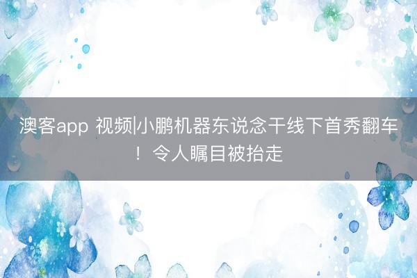 澳客app 视频|小鹏机器东说念干线下首秀翻车！令人瞩目被抬走
