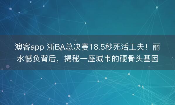 澳客app 浙BA总决赛18.5秒死活工夫！丽水憾负背后，揭秘一座城市的硬骨头基因