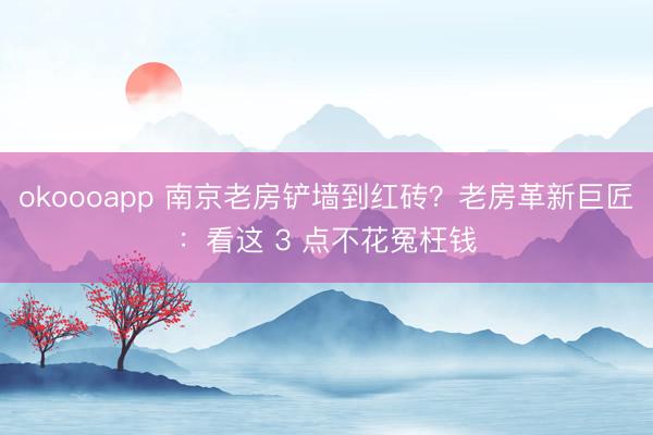 okoooapp 南京老房铲墙到红砖？老房革新巨匠：看这 3 点不花冤枉钱