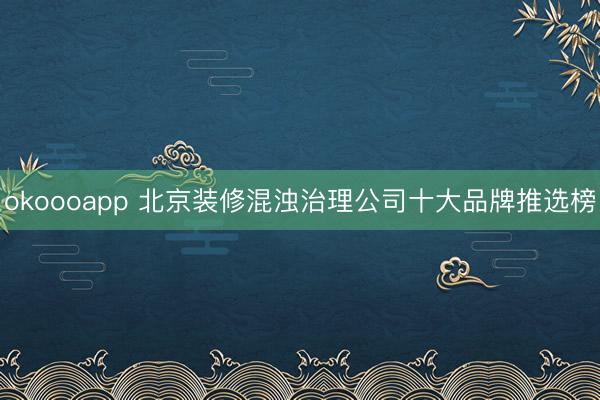 okoooapp 北京装修混浊治理公司十大品牌推选榜