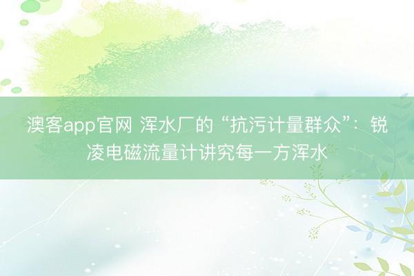 澳客app官网 浑水厂的 “抗污计量群众”：锐凌电磁流量计讲究每一方浑水