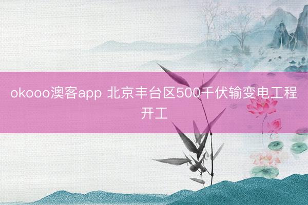 okooo澳客app 北京丰台区500千伏输变电工程开工