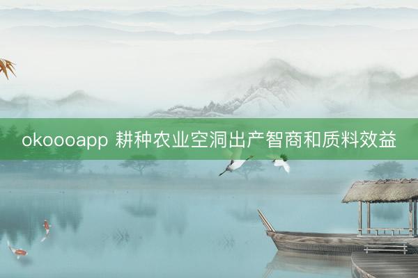 okoooapp 耕种农业空洞出产智商和质料效益