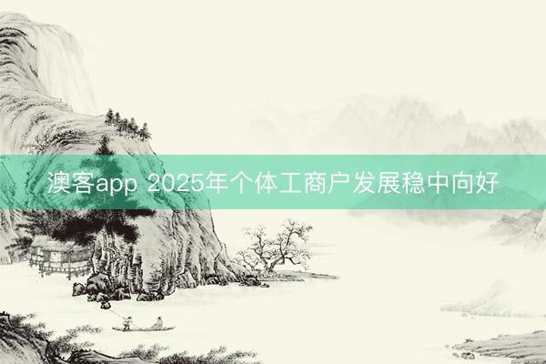 澳客app 2025年个体工商户发展稳中向好