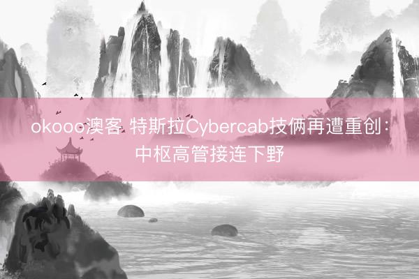 okooo澳客 特斯拉Cybercab技俩再遭重创:中枢高管接连下野