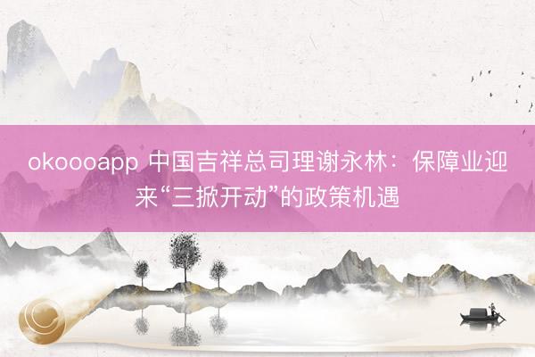okoooapp 中国吉祥总司理谢永林：保障业迎来“三掀开动”的政策机遇