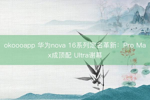 okoooapp 华为nova 16系列定名革新：Pro Max成顶配 Ultra谢幕