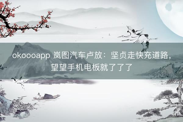 okoooapp 岚图汽车卢放:坚贞走快充道路,望望手机电板就了了了