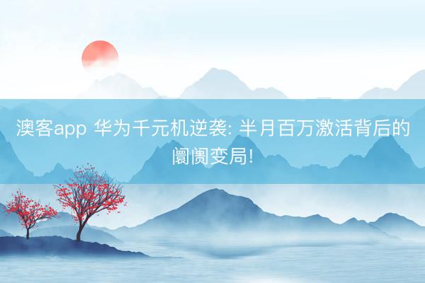 澳客app 华为千元机逆袭: 半月百万激活背后的阛阓变局!