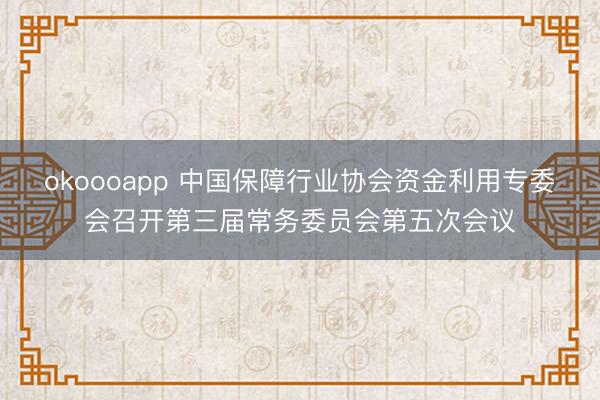 okoooapp 中国保障行业协会资金利用专委会召开第三届常务委员会第五次会议
