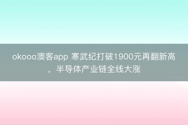 okooo澳客app 寒武纪打破1900元再翻新高，半导体产业链全线大涨